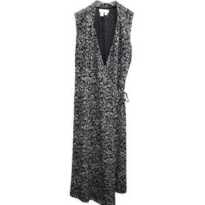 Vintage Eddie Bauer Black Floral Wrap Maxi Sleeveless Dress